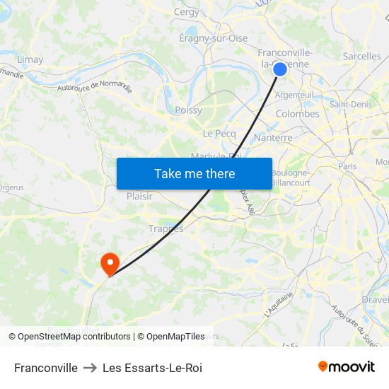 Franconville to Les Essarts-Le-Roi map
