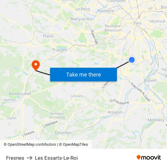 Fresnes to Les Essarts-Le-Roi map