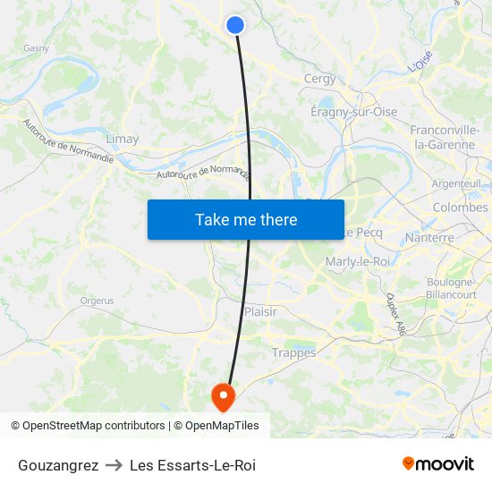 Gouzangrez to Les Essarts-Le-Roi map
