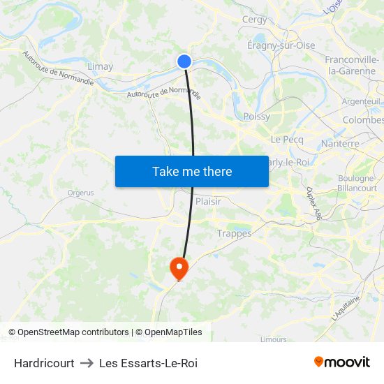 Hardricourt to Les Essarts-Le-Roi map