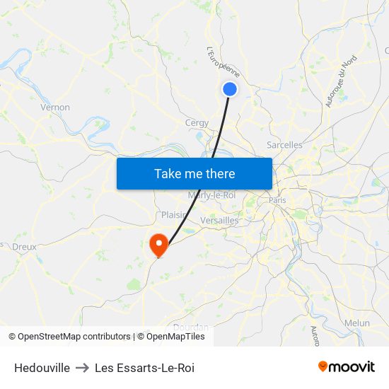 Hedouville to Les Essarts-Le-Roi map