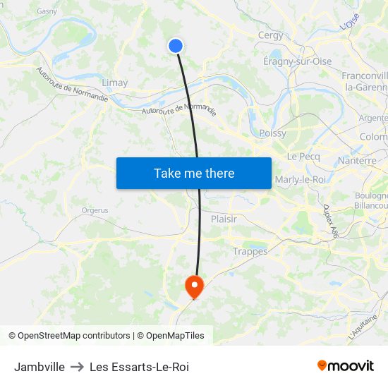 Jambville to Les Essarts-Le-Roi map