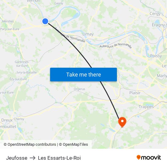 Jeufosse to Les Essarts-Le-Roi map