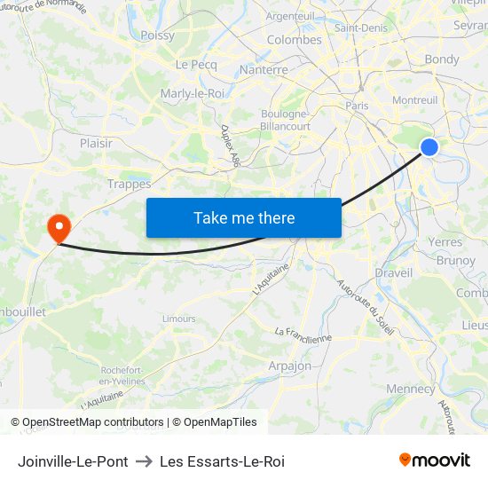 Joinville-Le-Pont to Les Essarts-Le-Roi map