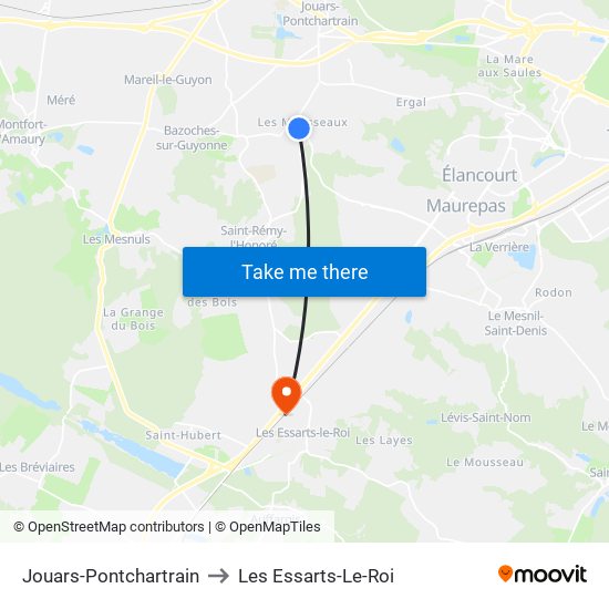 Jouars-Pontchartrain to Les Essarts-Le-Roi map