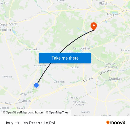 Jouy to Les Essarts-Le-Roi map