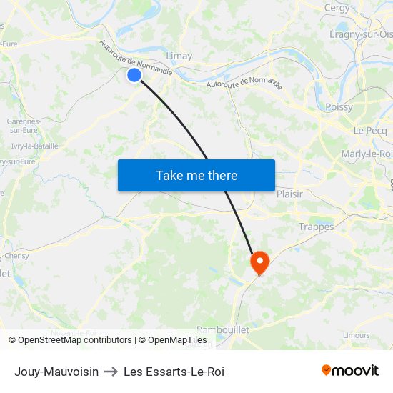 Jouy-Mauvoisin to Les Essarts-Le-Roi map