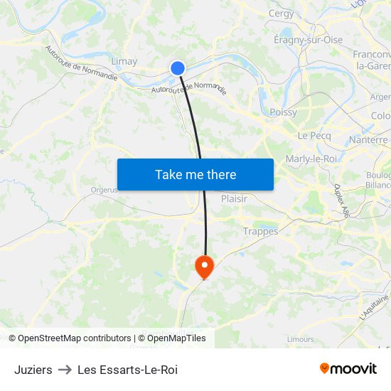 Juziers to Les Essarts-Le-Roi map