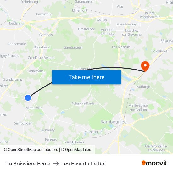 La Boissiere-Ecole to Les Essarts-Le-Roi map