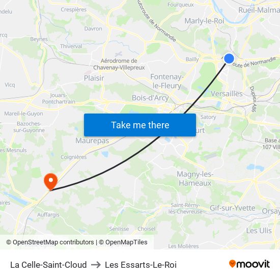 La Celle-Saint-Cloud to Les Essarts-Le-Roi map