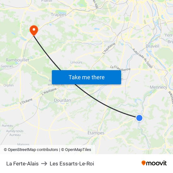 La Ferte-Alais to Les Essarts-Le-Roi map