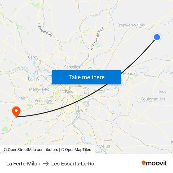 La Ferte-Milon to Les Essarts-Le-Roi map