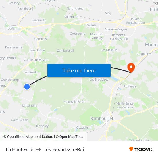 La Hauteville to Les Essarts-Le-Roi map