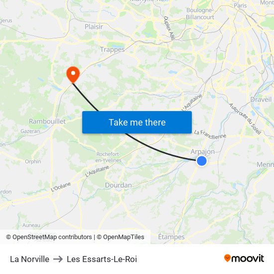 La Norville to Les Essarts-Le-Roi map