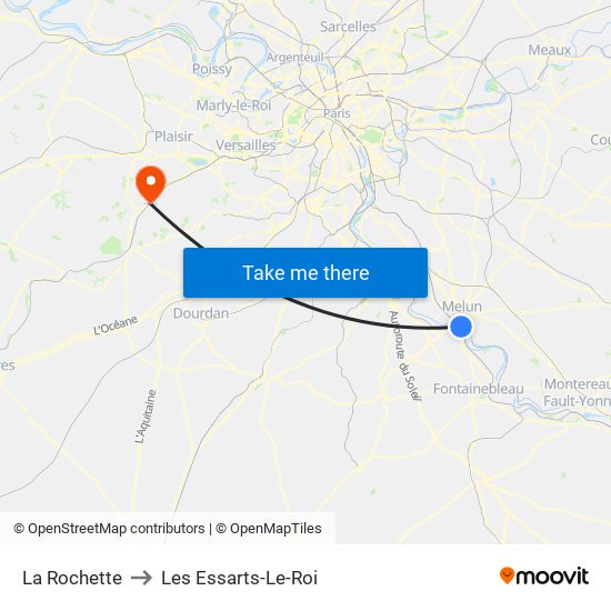 La Rochette to Les Essarts-Le-Roi map