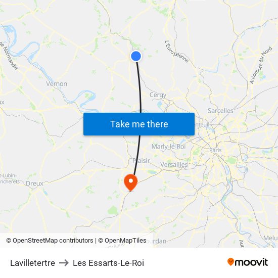 Lavilletertre to Les Essarts-Le-Roi map