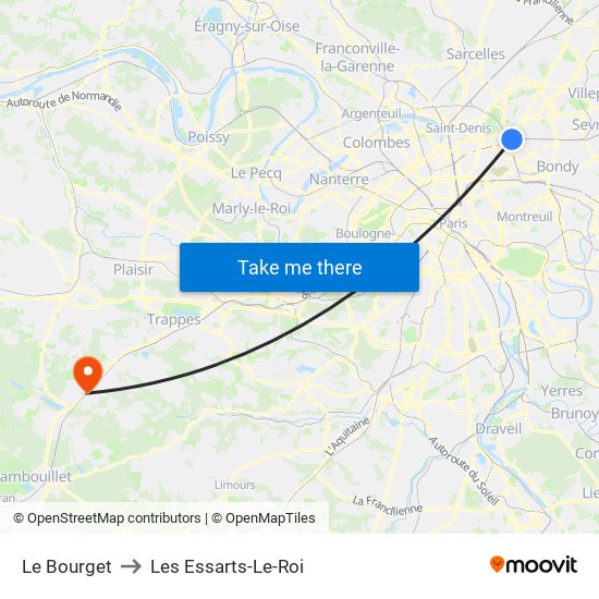 Le Bourget to Les Essarts-Le-Roi map
