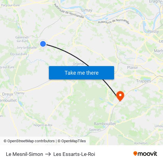 Le Mesnil-Simon to Les Essarts-Le-Roi map