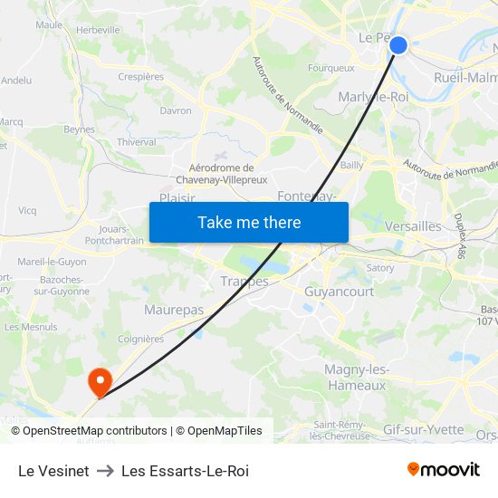 Le Vesinet to Les Essarts-Le-Roi map