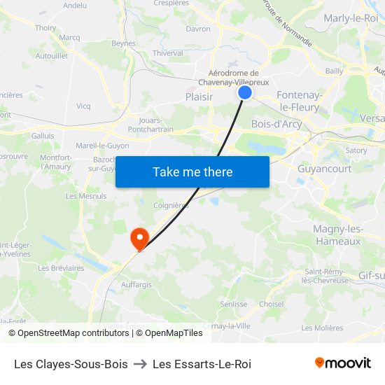 Les Clayes-Sous-Bois to Les Essarts-Le-Roi map