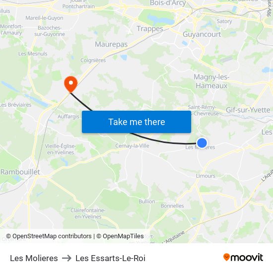 Les Molieres to Les Essarts-Le-Roi map