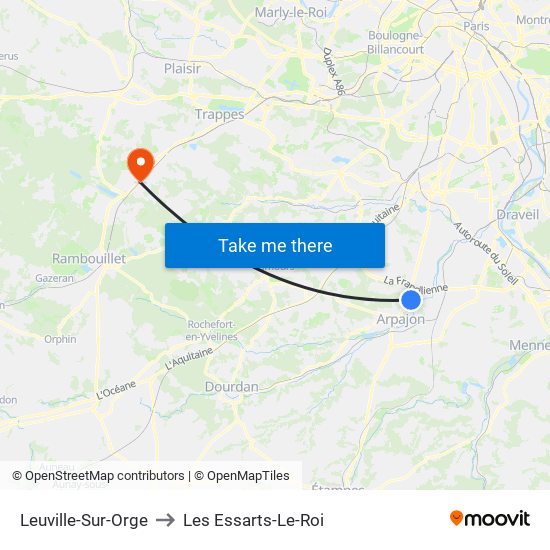 Leuville-Sur-Orge to Les Essarts-Le-Roi map