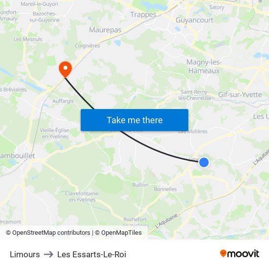 Limours to Les Essarts-Le-Roi map