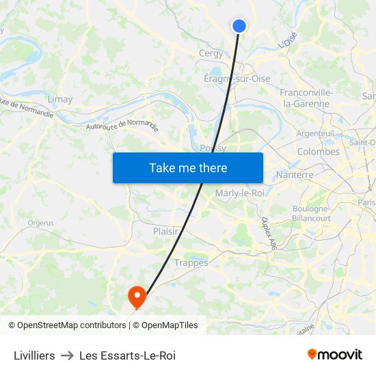 Livilliers to Les Essarts-Le-Roi map
