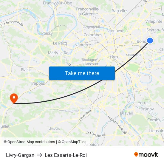 Livry-Gargan to Les Essarts-Le-Roi map