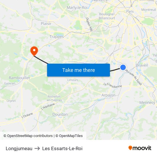 Longjumeau to Les Essarts-Le-Roi map