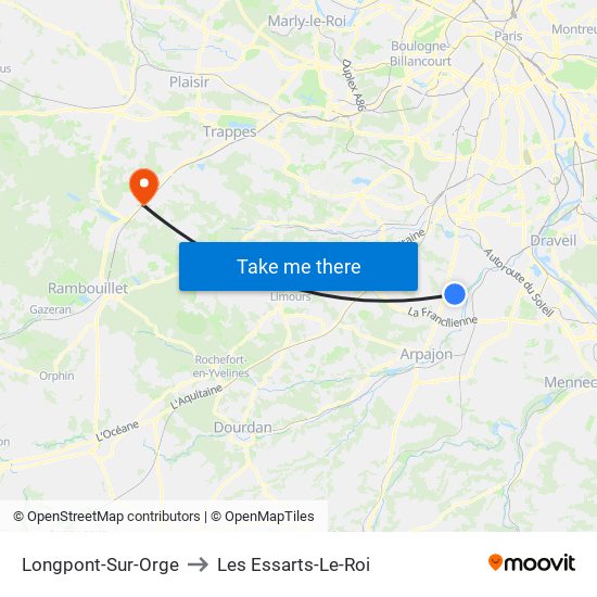 Longpont-Sur-Orge to Les Essarts-Le-Roi map