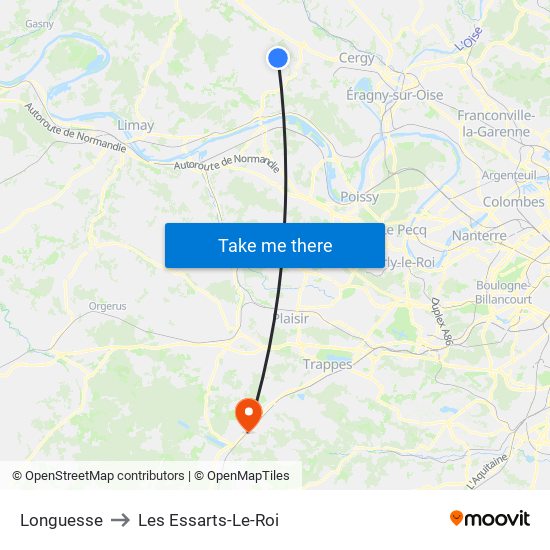 Longuesse to Les Essarts-Le-Roi map