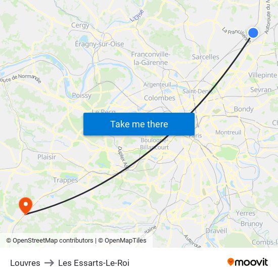 Louvres to Les Essarts-Le-Roi map