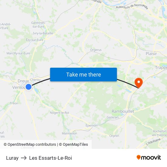 Luray to Les Essarts-Le-Roi map