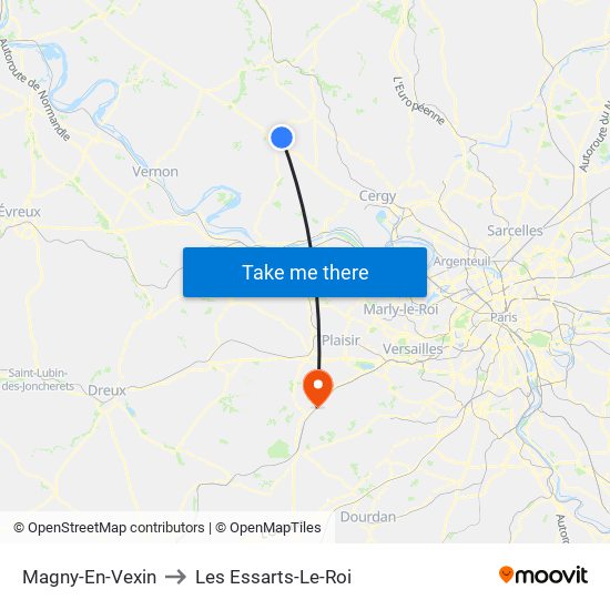 Magny-En-Vexin to Les Essarts-Le-Roi map