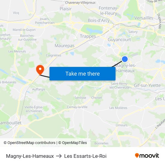 Magny-Les-Hameaux to Les Essarts-Le-Roi map
