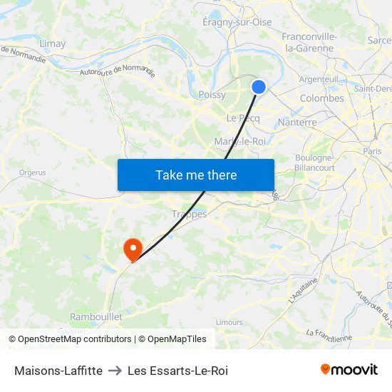 Maisons-Laffitte to Les Essarts-Le-Roi map