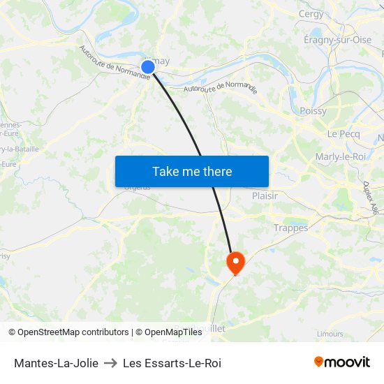 Mantes-La-Jolie to Les Essarts-Le-Roi map