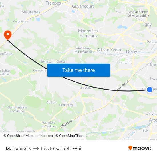 Marcoussis to Les Essarts-Le-Roi map
