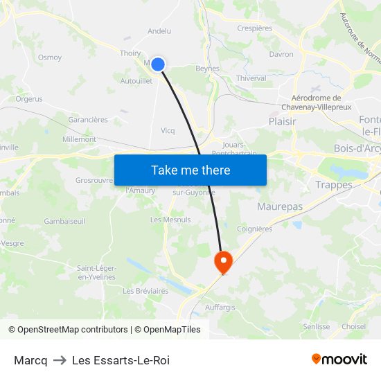 Marcq to Les Essarts-Le-Roi map