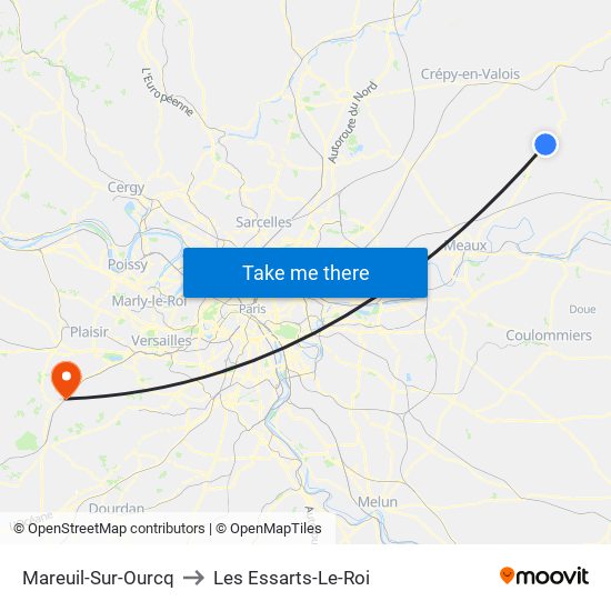 Mareuil-Sur-Ourcq to Les Essarts-Le-Roi map