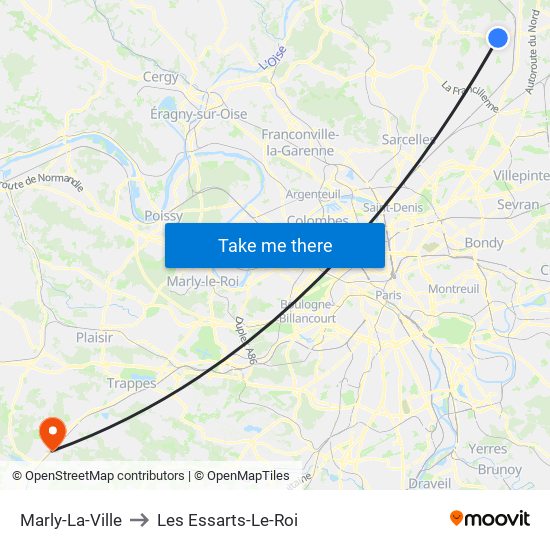 Marly-La-Ville to Les Essarts-Le-Roi map