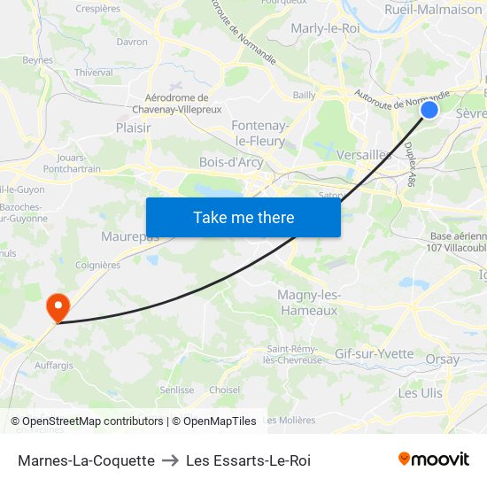 Marnes-La-Coquette to Les Essarts-Le-Roi map