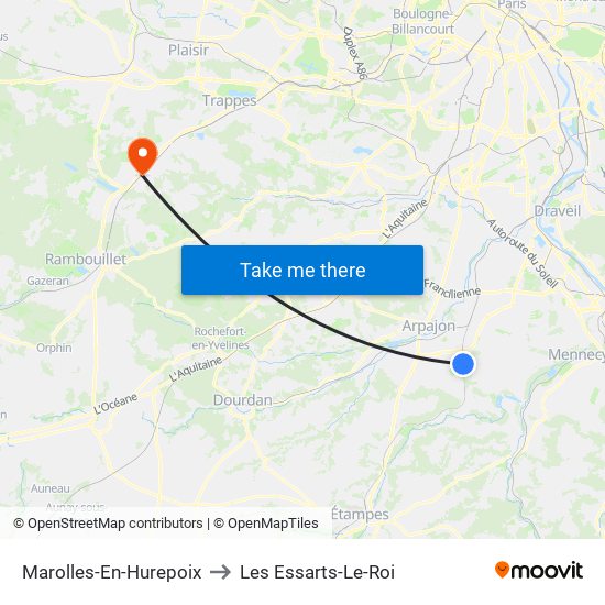 Marolles-En-Hurepoix to Les Essarts-Le-Roi map