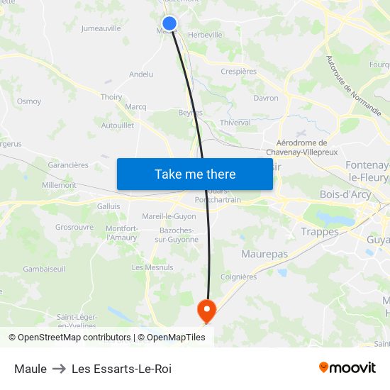 Maule to Les Essarts-Le-Roi map