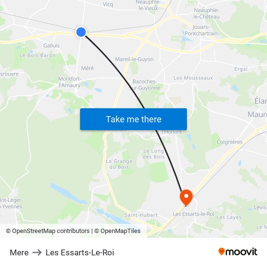 Mere to Les Essarts-Le-Roi map