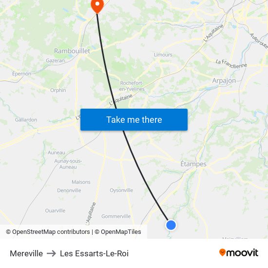 Mereville to Les Essarts-Le-Roi map