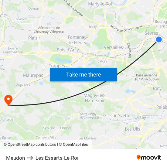 Meudon to Les Essarts-Le-Roi map