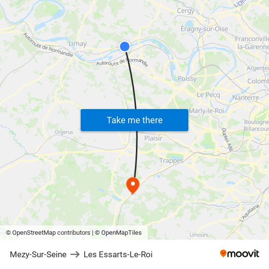 Mezy-Sur-Seine to Les Essarts-Le-Roi map