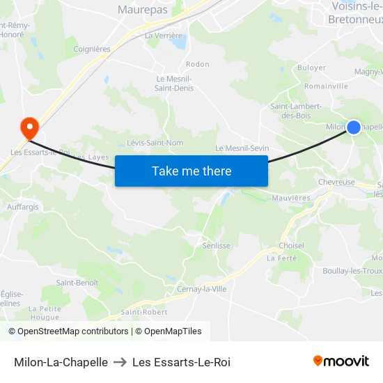 Milon-La-Chapelle to Les Essarts-Le-Roi map